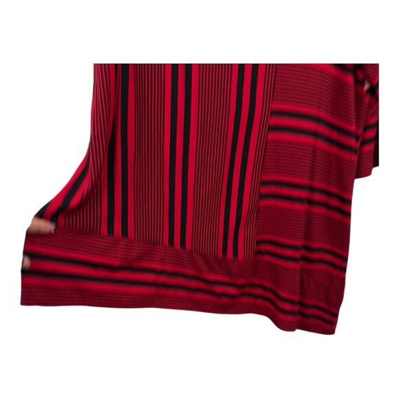 Kim Rogers Woman SZ 2X Red & Black Striped 3/4 Sleeve Tunic Top Asimetric hem - Picture 7 of 9